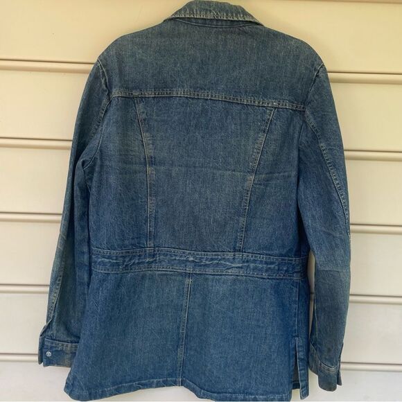 Vintage 70s Lee Snap Button Long Sleeve Denim Bush Chore Jacket Blue Mens Size L - Picture 8 of 10